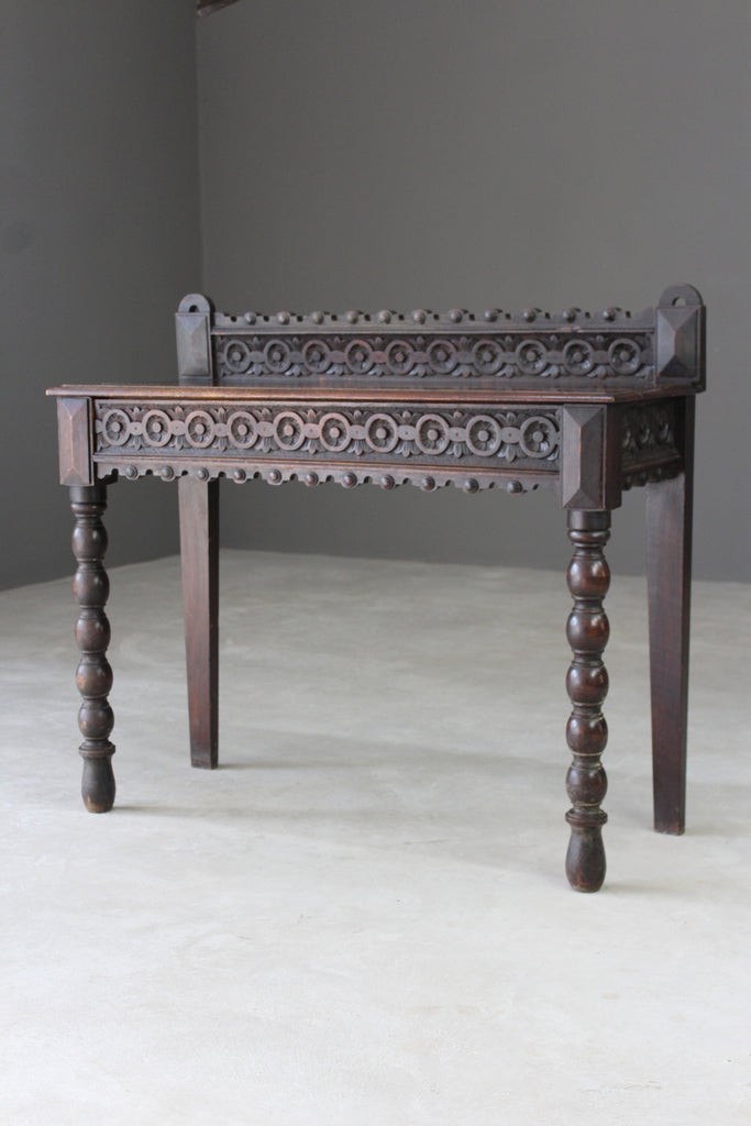 Antique Victorian Oak Carved Side Table - Kernow Furniture