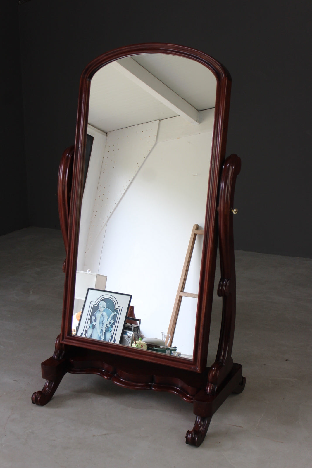 Victorian Style Mahogany Cheval Mirror - Kernow Furniture