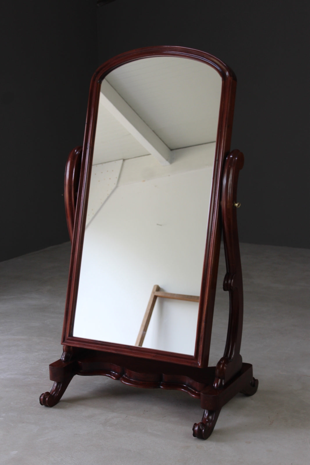 Victorian Style Mahogany Cheval Mirror - Kernow Furniture