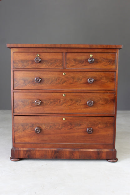 Antique Victorian Straight Front Chest of Drawers - Kernow Furniture