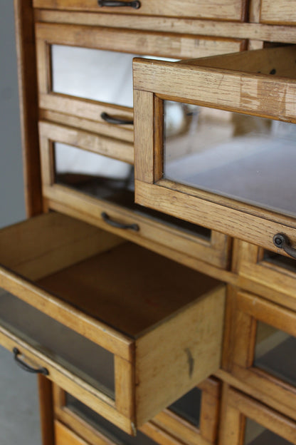 Large Freestanding Bank of Oak Haberdashery Drawers - Kernow Furniture