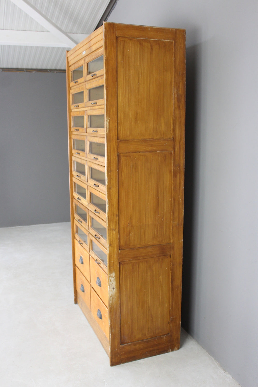 Large Freestanding Bank of Oak Haberdashery Drawers - Kernow Furniture