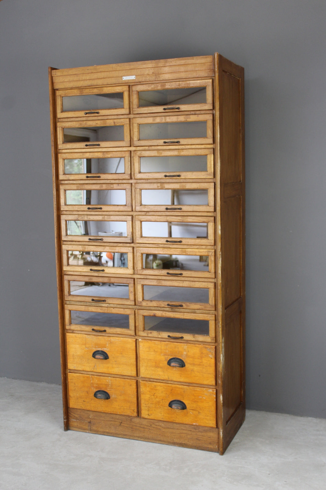 Large Freestanding Bank of Oak Haberdashery Drawers - Kernow Furniture