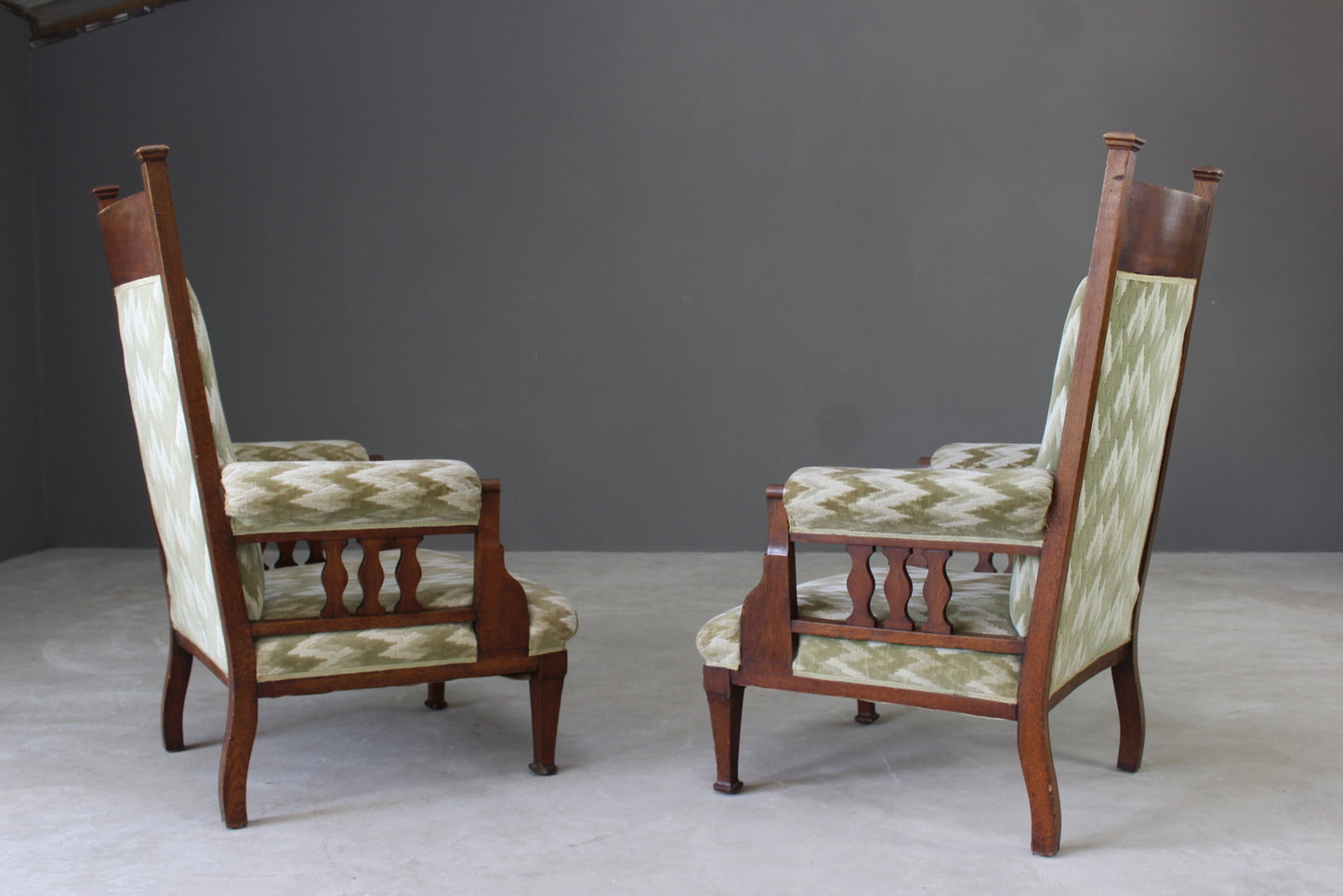 Pair Antique Edwardian Library Chairs - Kernow Furniture