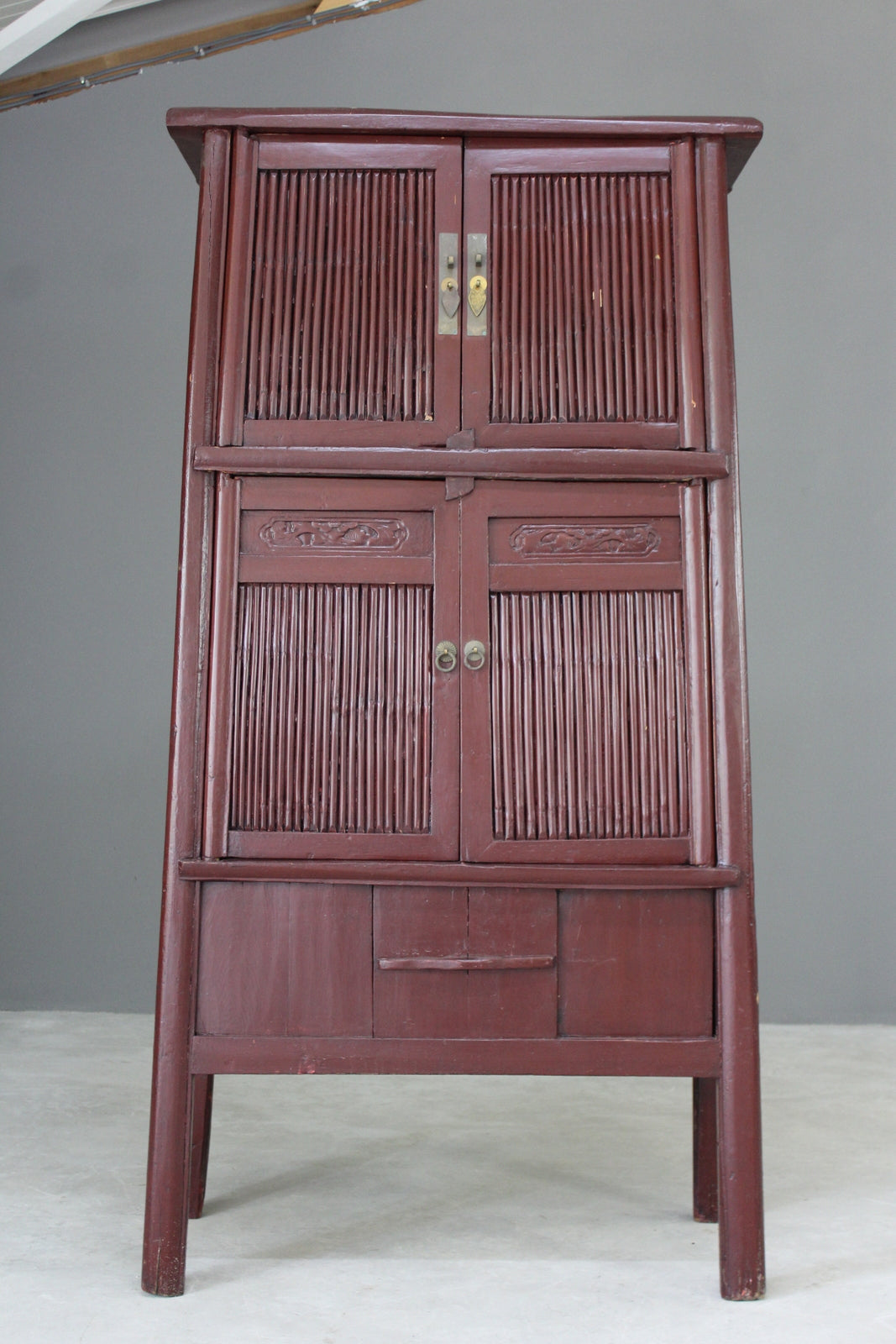 Tall Red Oriental Freestanding Cupboard - Kernow Furniture