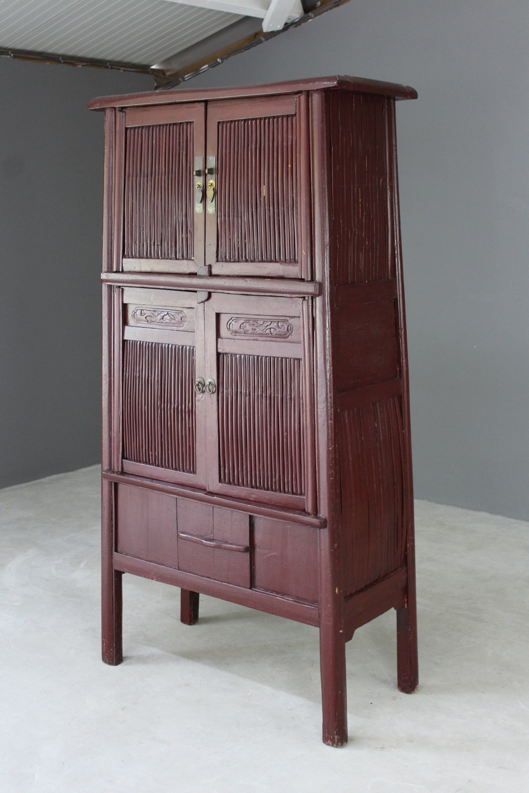 Tall Red Oriental Freestanding Cupboard - Kernow Furniture