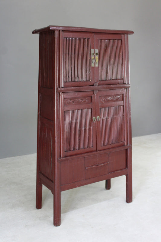 Tall Red Oriental Freestanding Cupboard - Kernow Furniture