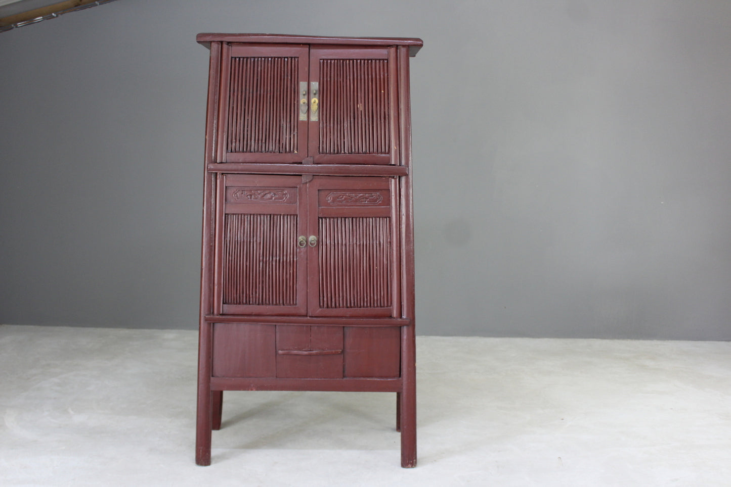 Tall Red Oriental Freestanding Cupboard - Kernow Furniture