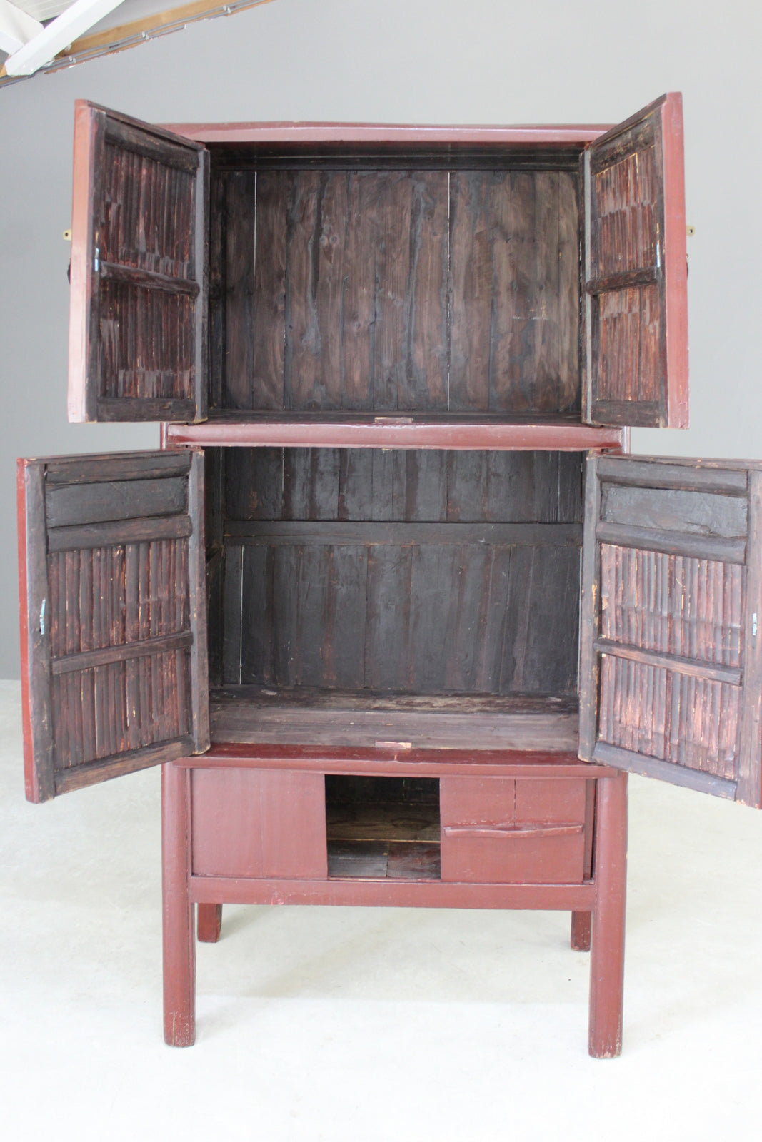 Tall Red Oriental Freestanding Cupboard - Kernow Furniture