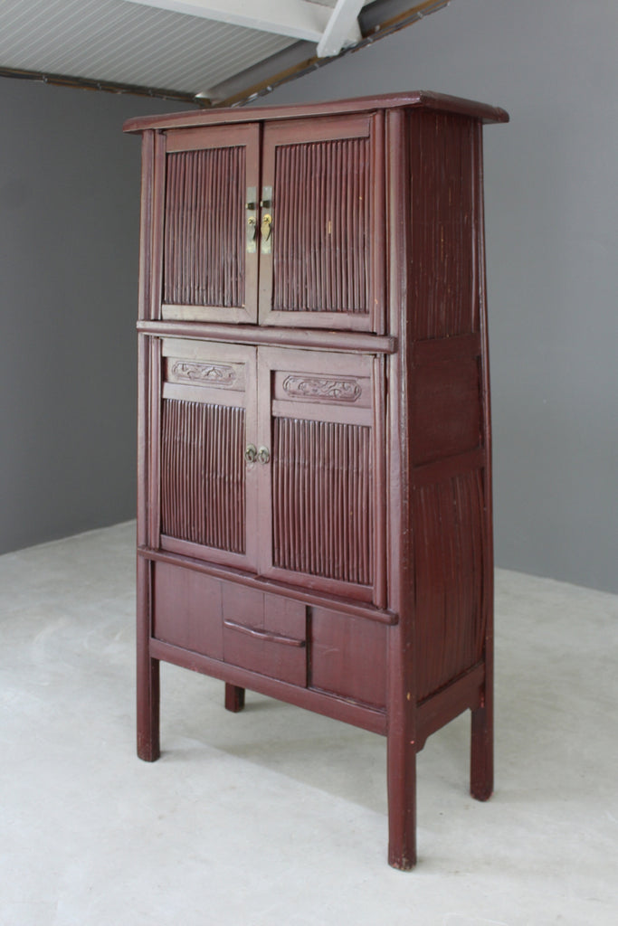 Tall Red Oriental Freestanding Cupboard - Kernow Furniture