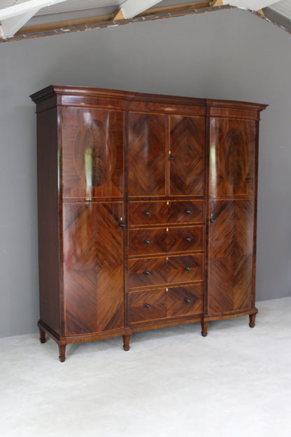 Heals & Son Early 20th Century Mahogany Triple Wardrobe - Kernow Furniture