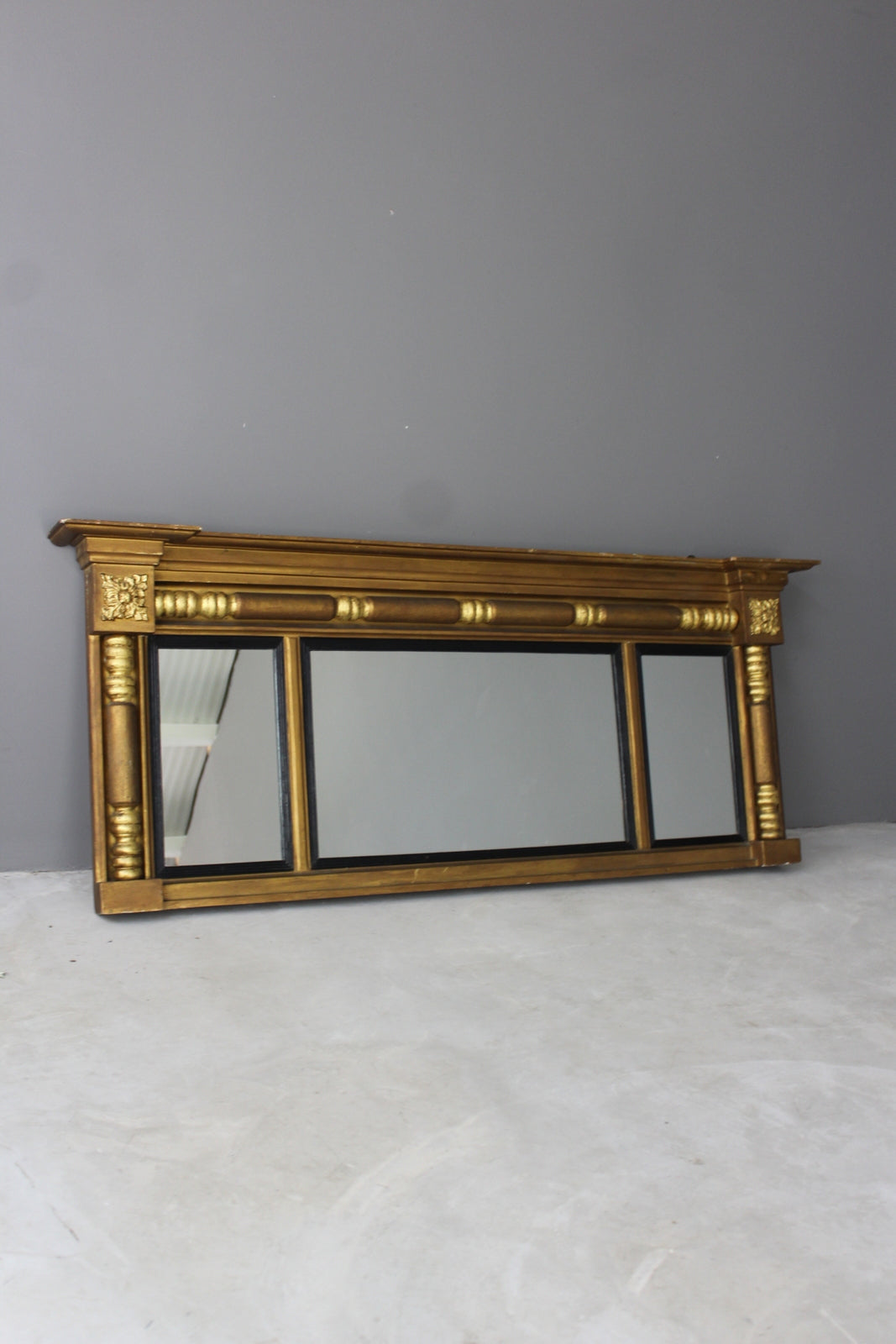 Antique Gilt Over Mantle Mirror - Kernow Furniture