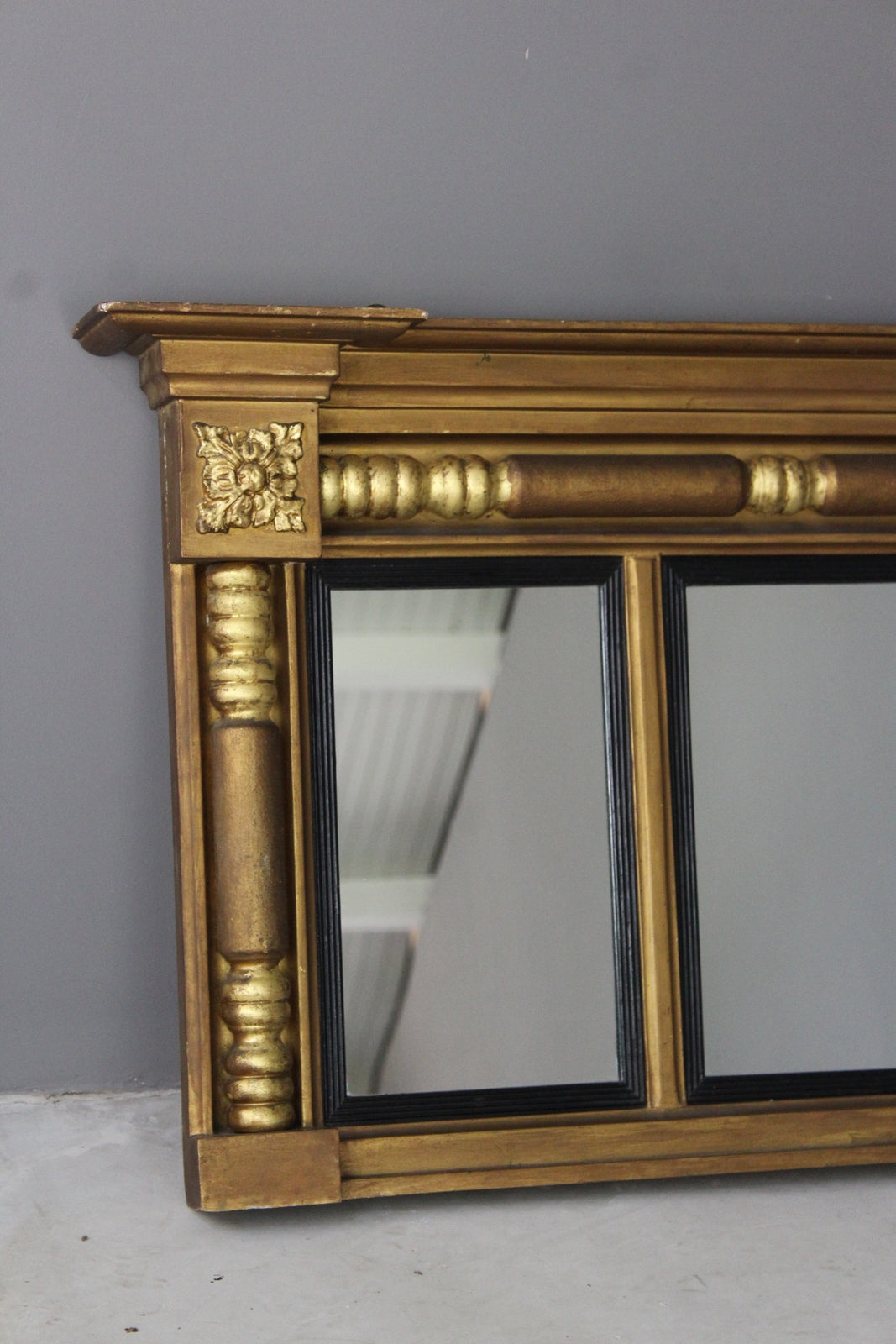 Antique Gilt Over Mantle Mirror - Kernow Furniture