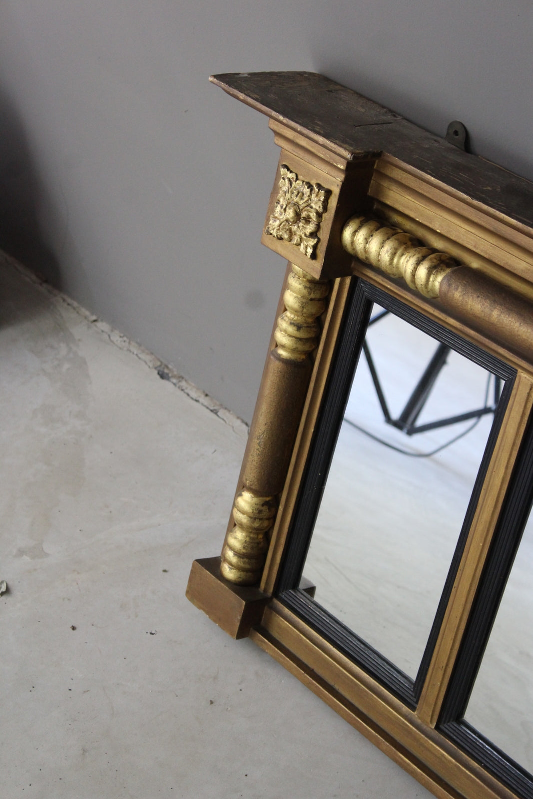 Antique Gilt Over Mantle Mirror - Kernow Furniture