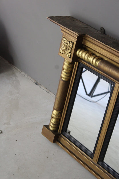 Antique Gilt Over Mantle Mirror - Kernow Furniture