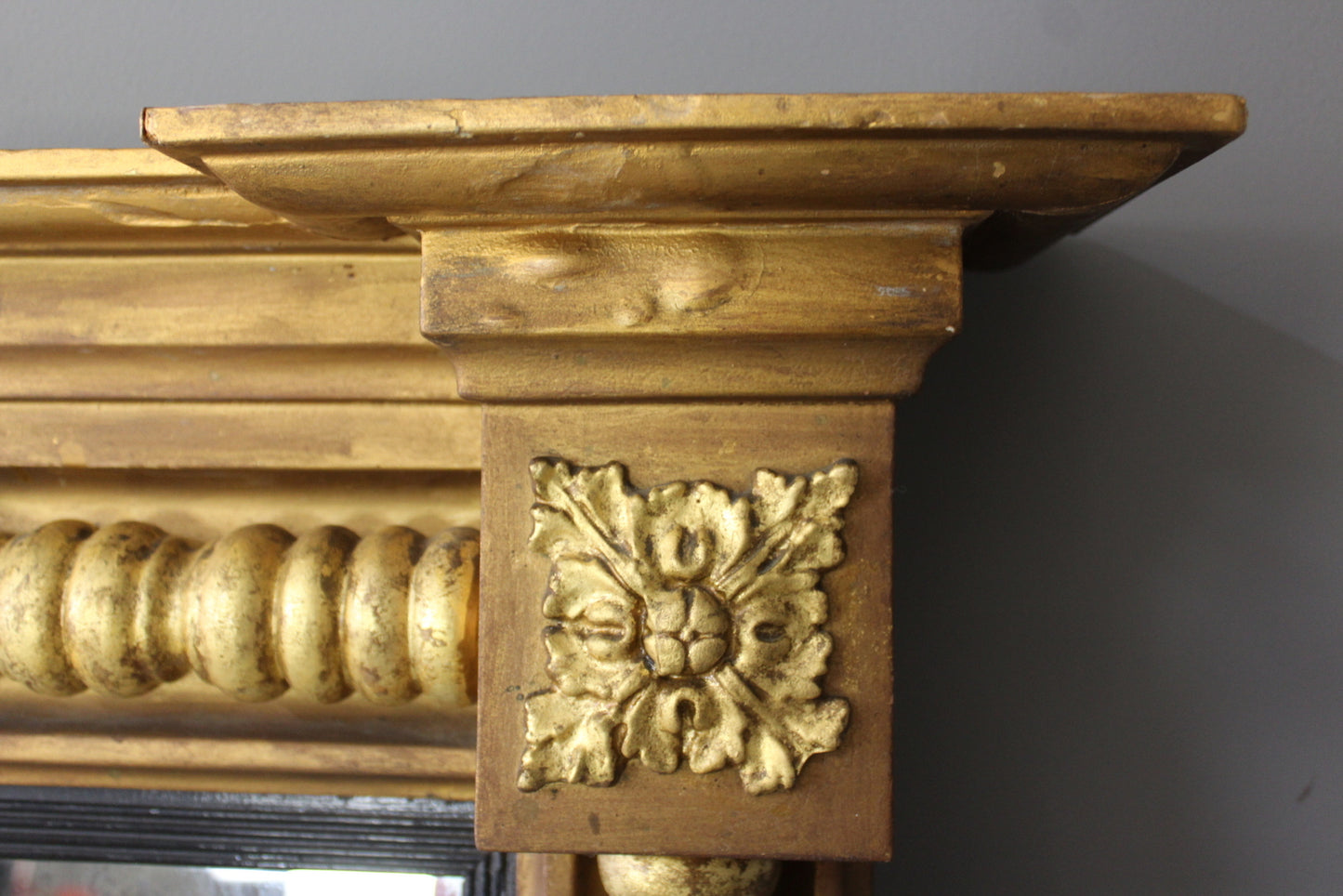 Antique Gilt Over Mantle Mirror - Kernow Furniture