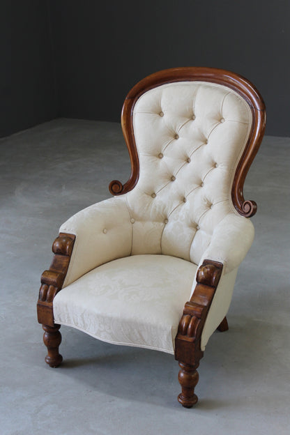 Victorian Mahogany Frame Armchair - Kernow Furniture