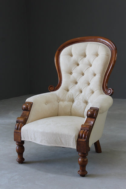 Victorian Mahogany Frame Armchair - Kernow Furniture