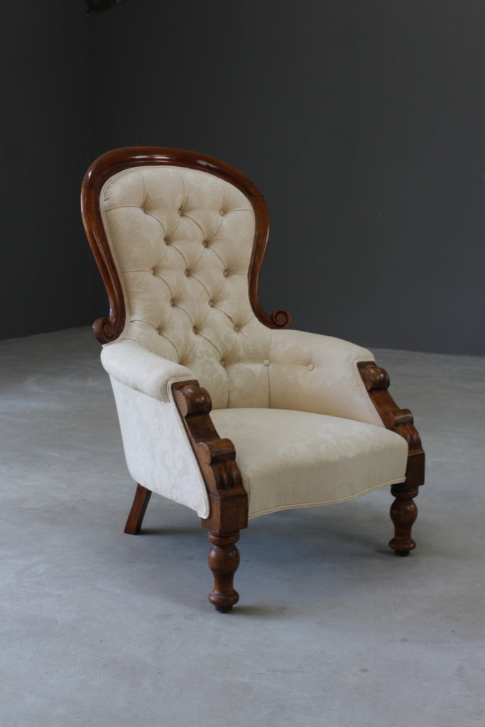 Victorian Mahogany Frame Armchair - Kernow Furniture