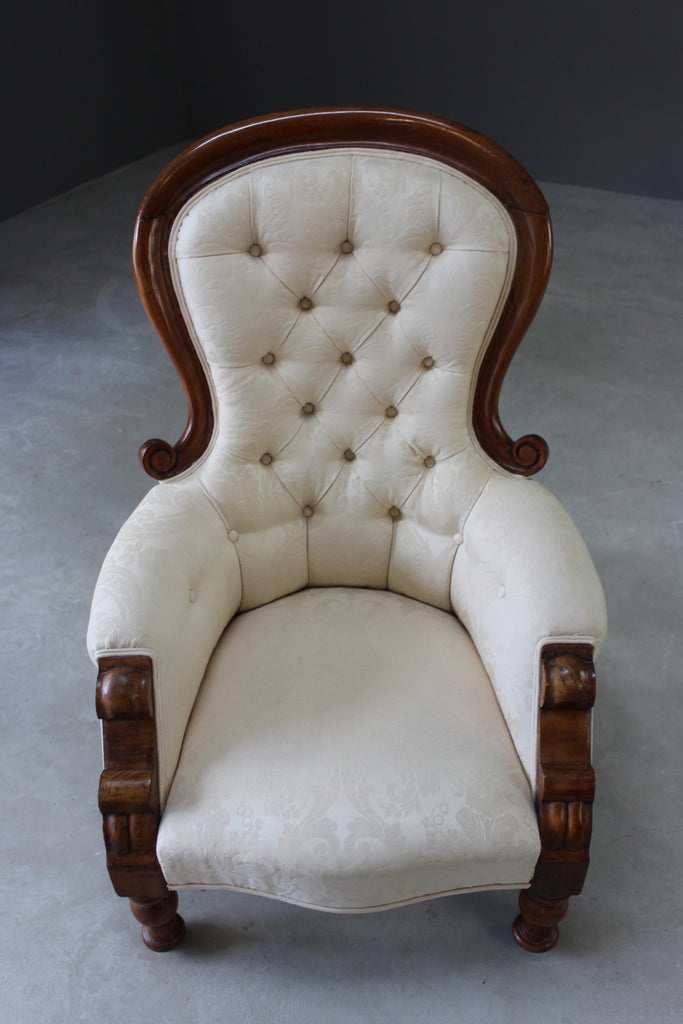 Victorian Mahogany Frame Armchair - Kernow Furniture