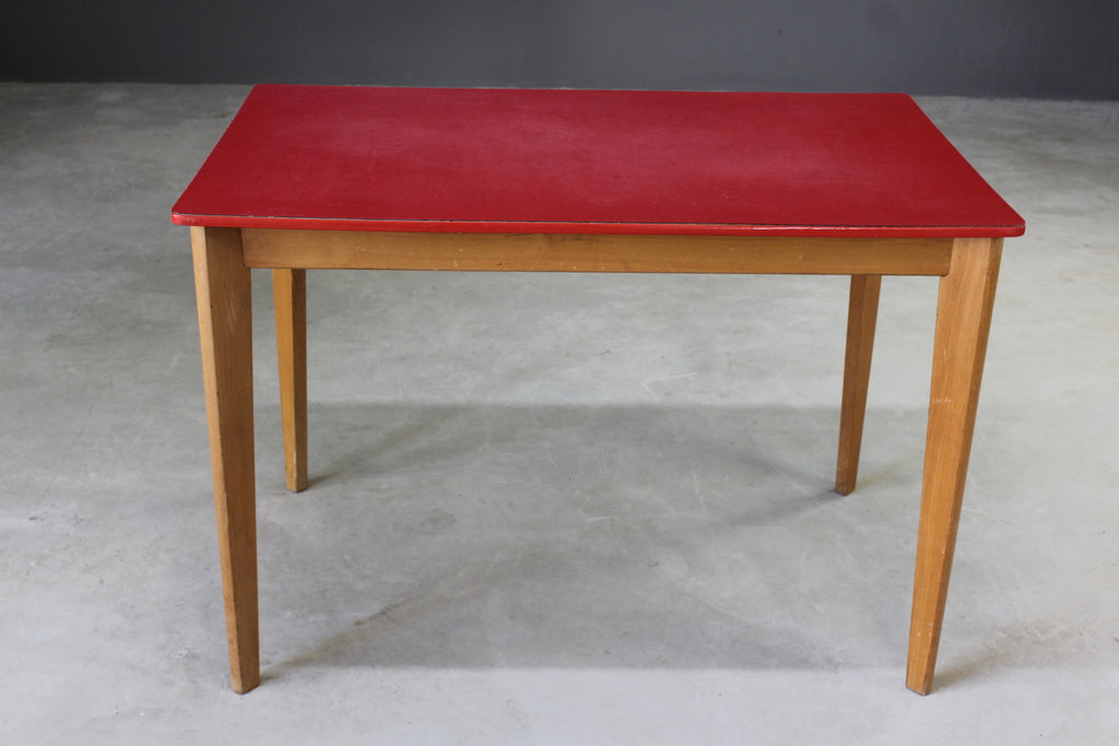 Retro Red Formica Kitchen Table - Kernow Furniture