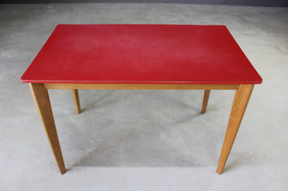 Retro Red Formica Kitchen Table - Kernow Furniture