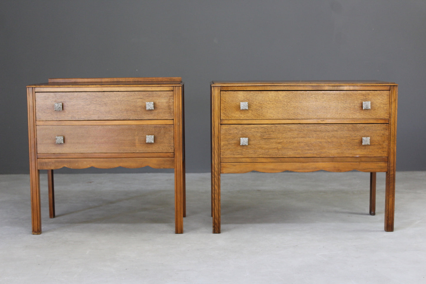 Pair Vintage Oak Small Chest of Drawers - Kernow Furniture