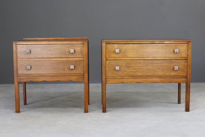 Pair Vintage Oak Small Chest of Drawers - Kernow Furniture