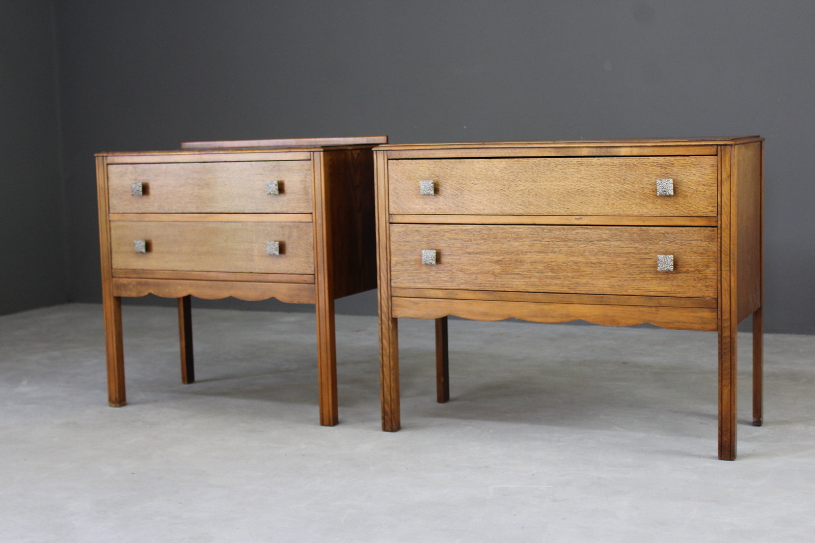 Pair Vintage Oak Small Chest of Drawers - Kernow Furniture