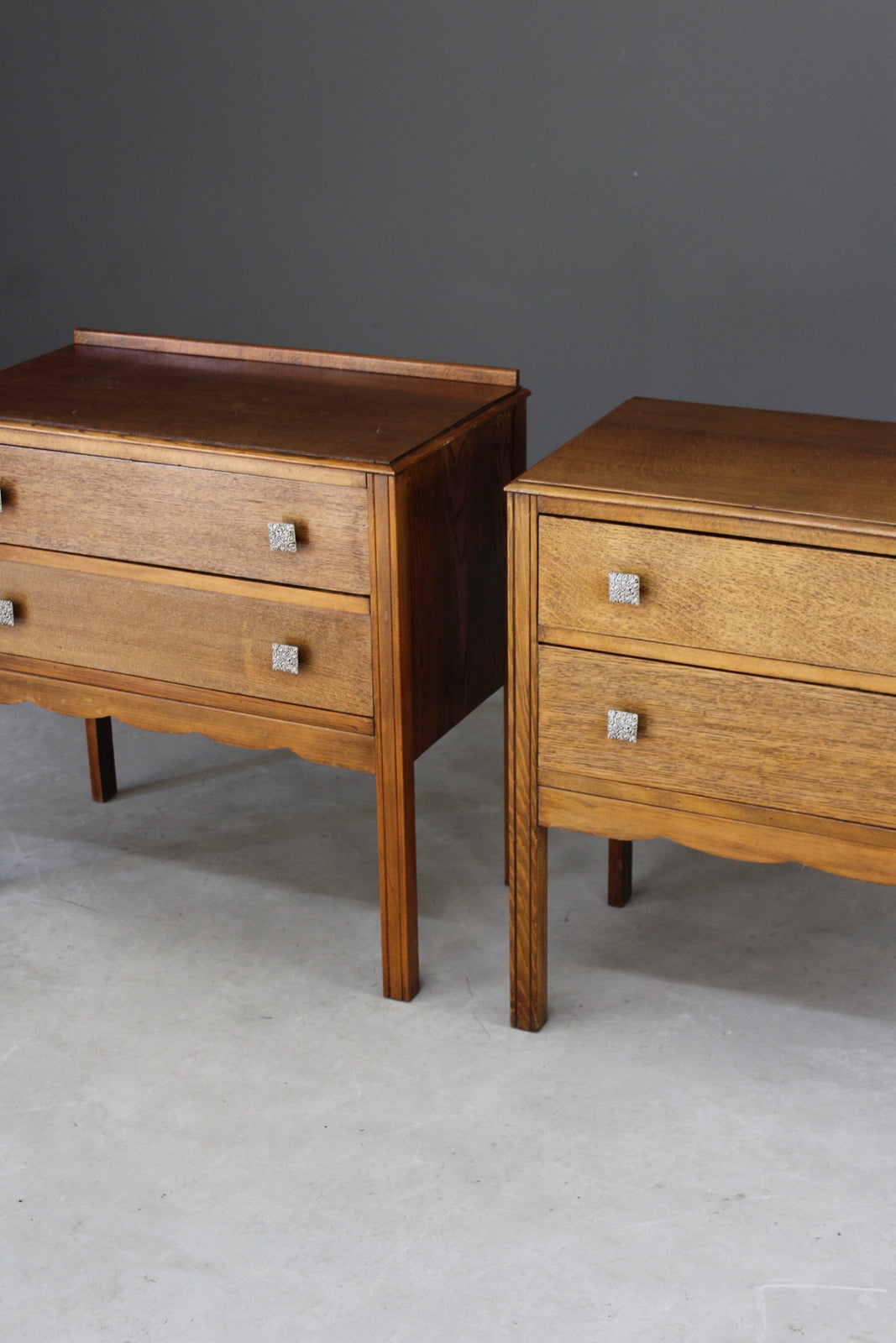 Pair Vintage Oak Small Chest of Drawers - Kernow Furniture