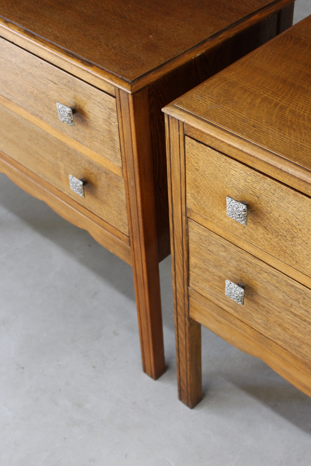 Pair Vintage Oak Small Chest of Drawers - Kernow Furniture