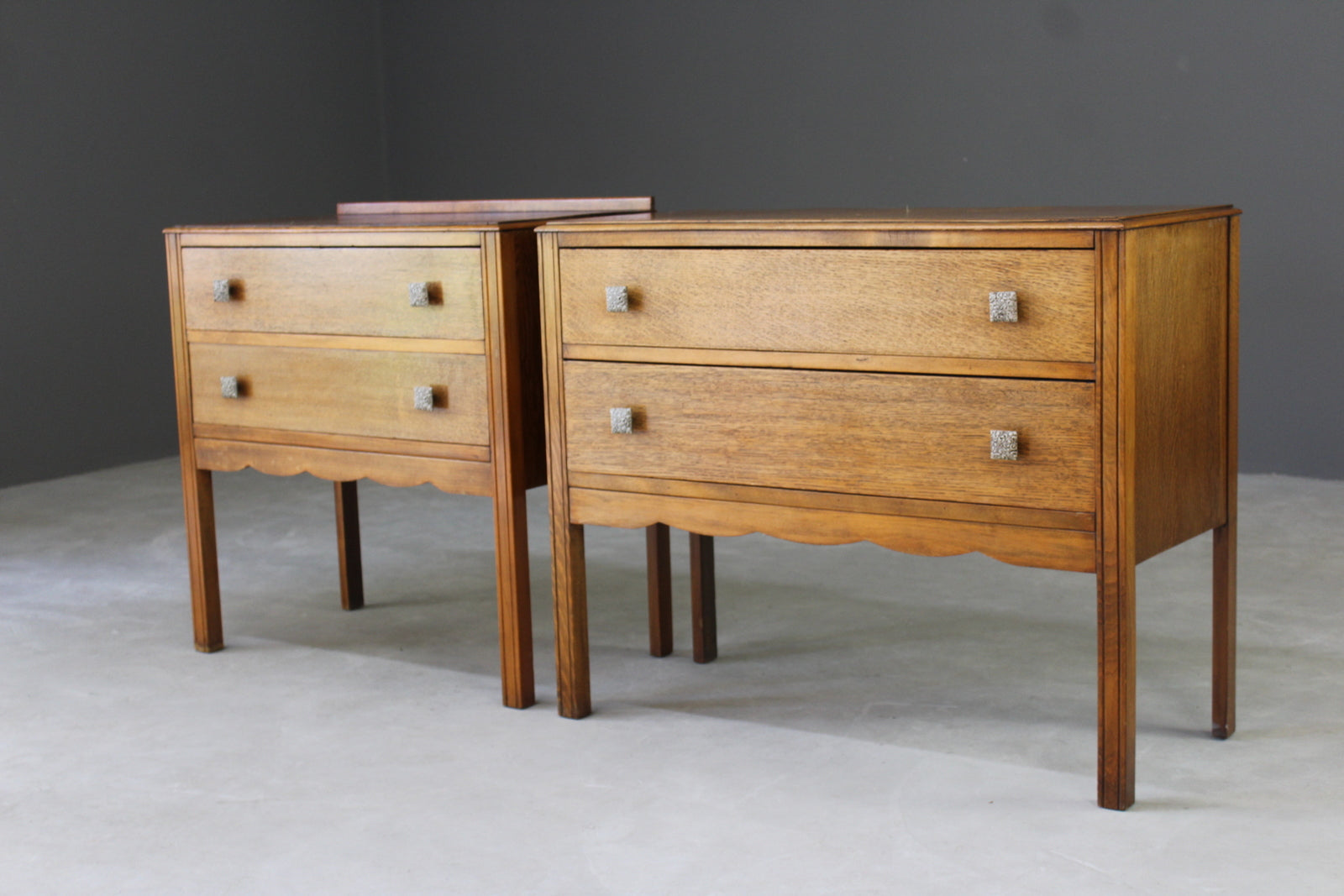 Pair Vintage Oak Small Chest of Drawers - Kernow Furniture