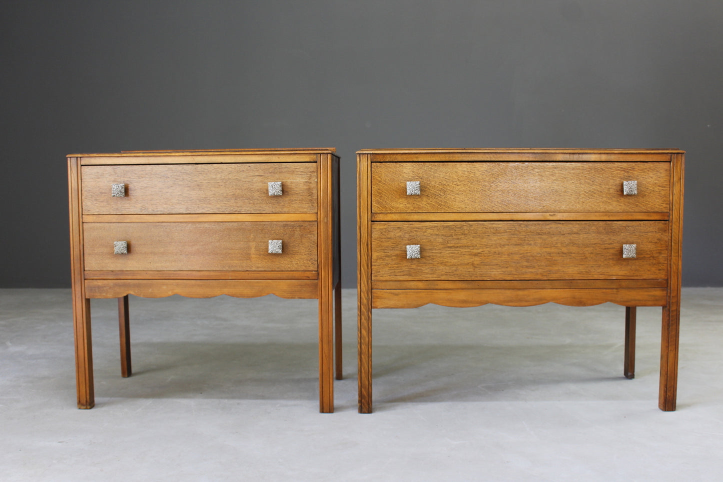 Pair Vintage Oak Small Chest of Drawers - Kernow Furniture