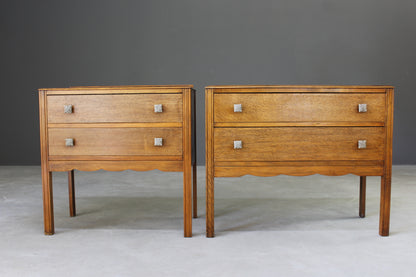 Pair Vintage Oak Small Chest of Drawers - Kernow Furniture