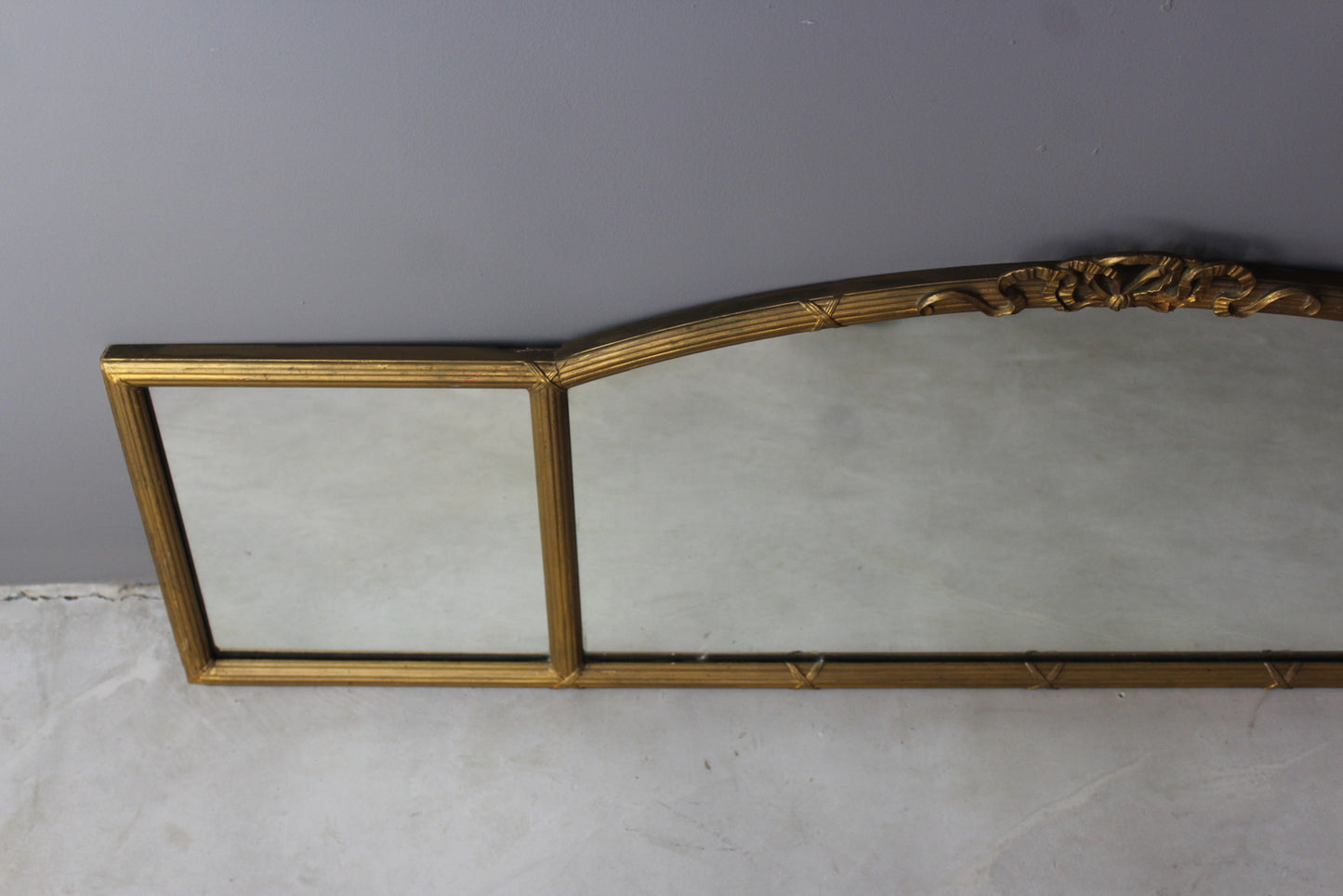 Antique Gilt Gesso Frame Triple Over Mantle Mirror - Kernow Furniture