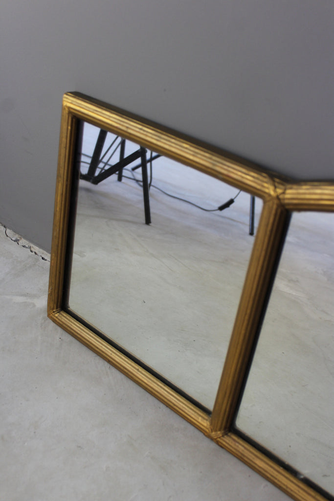 Antique Gilt Gesso Frame Triple Over Mantle Mirror - Kernow Furniture