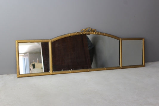 Antique Gilt Gesso Frame Triple Over Mantle Mirror - Kernow Furniture