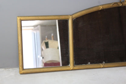 Antique Gilt Gesso Frame Triple Over Mantle Mirror - Kernow Furniture