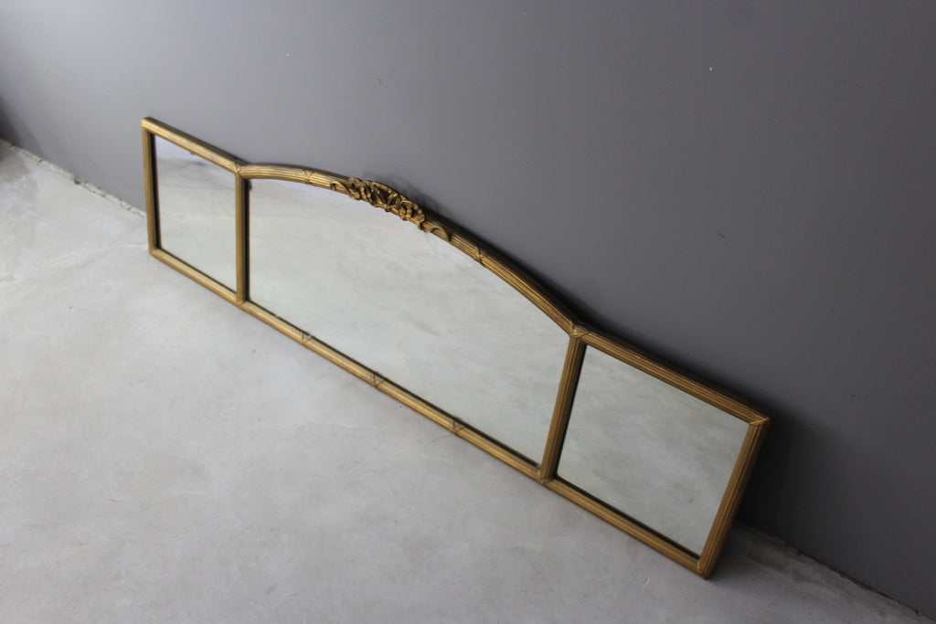 Antique Gilt Gesso Frame Triple Over Mantle Mirror - Kernow Furniture
