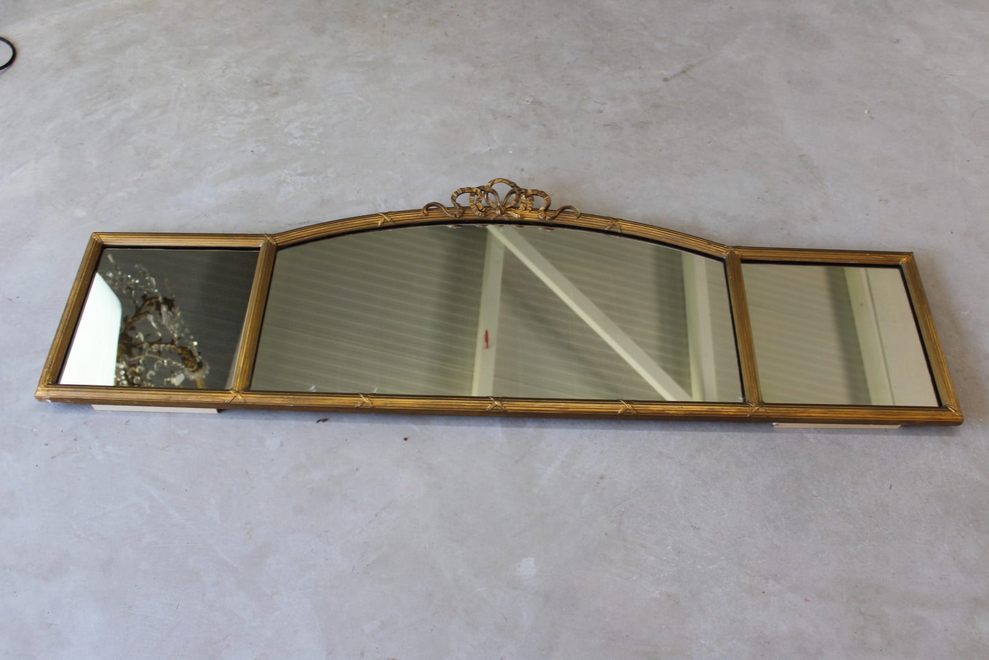 Antique Gilt Gesso Frame Triple Over Mantle Mirror - Kernow Furniture