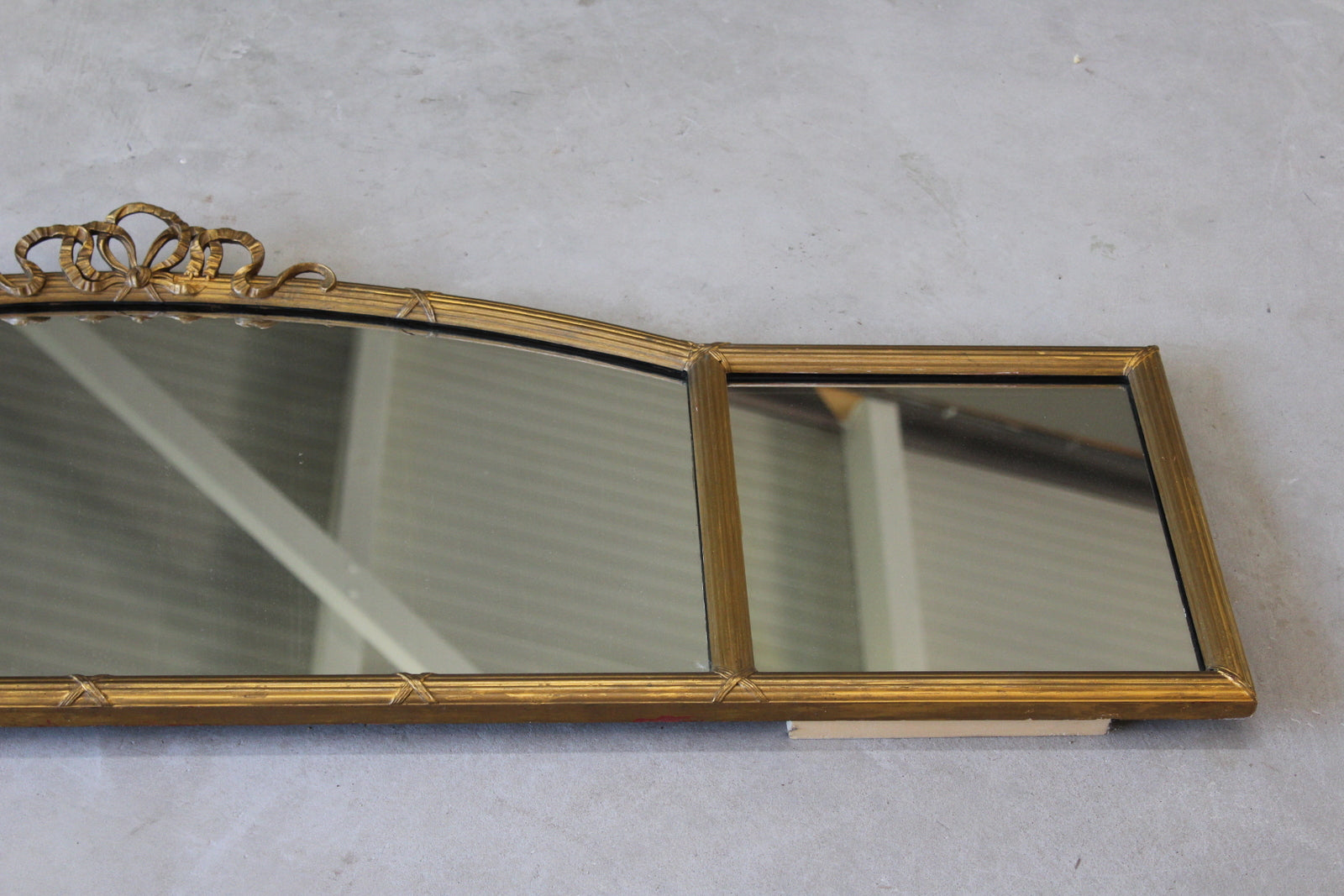 Antique Gilt Gesso Frame Triple Over Mantle Mirror - Kernow Furniture