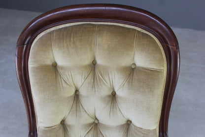 Antique Victorian Upholstered Button Back Armchair - Kernow Furniture