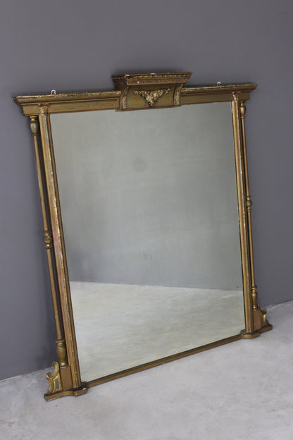 Antique Large Over Mantle Mirror - Kernow Furniture