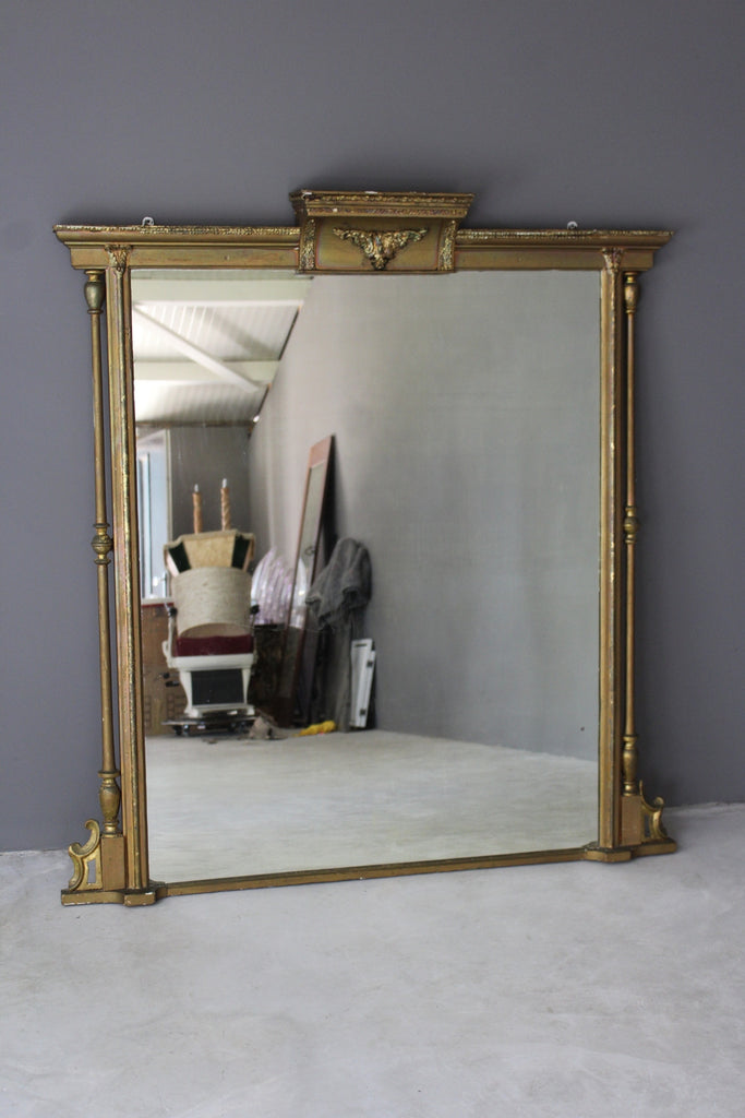 Antique Large Over Mantle Mirror - Kernow Furniture