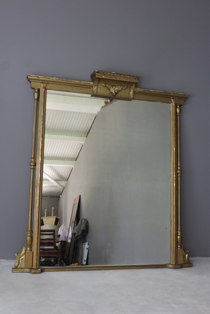 Antique Large Over Mantle Mirror - Kernow Furniture