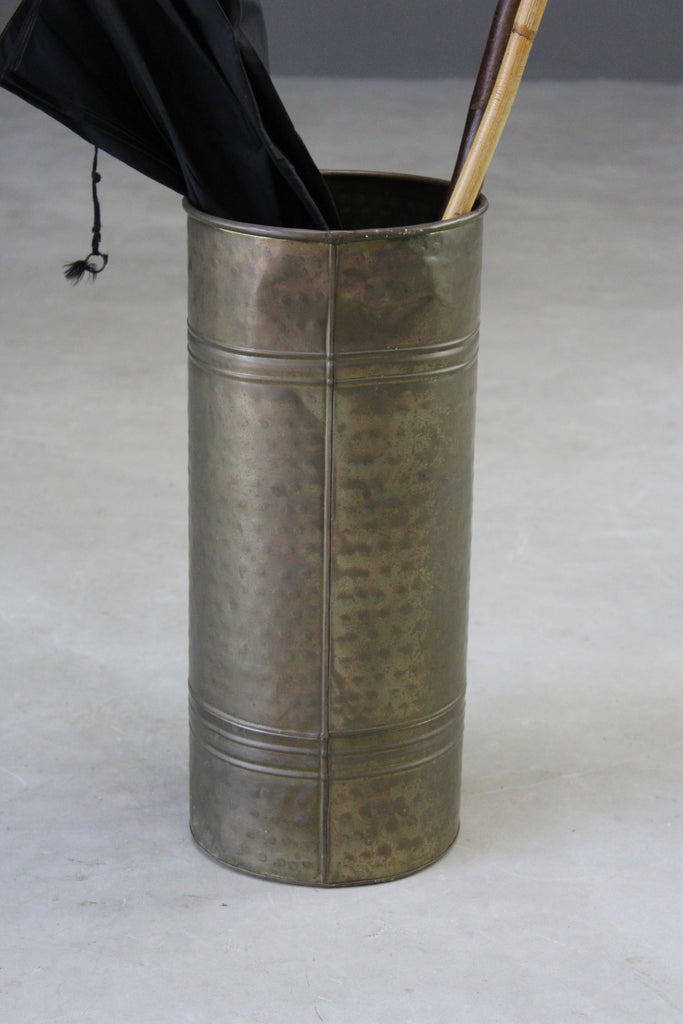Vintage Brass Tone Cylinder Umbrella Stand - Kernow Furniture