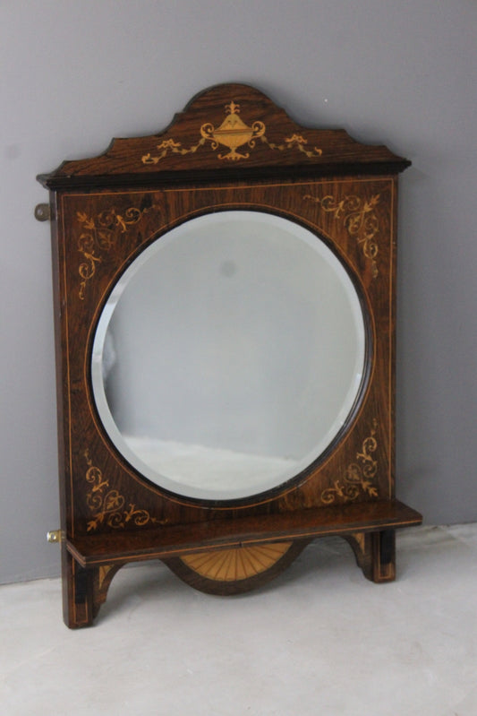 Victorian Rosewood Marquetry Wall Mirror - Kernow Furniture