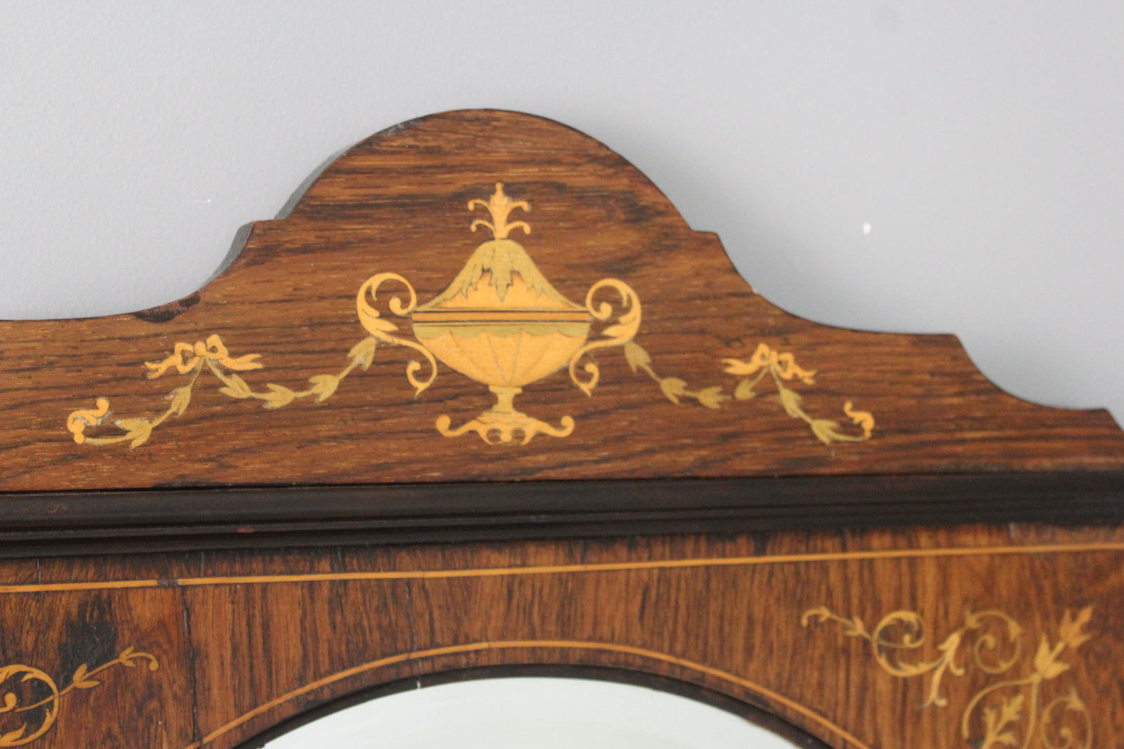 Victorian Rosewood Marquetry Wall Mirror - Kernow Furniture