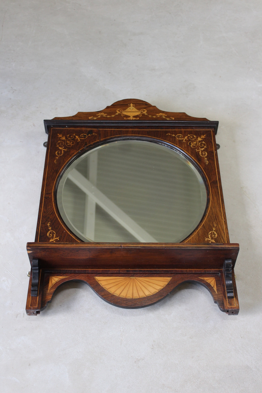 Victorian Rosewood Marquetry Wall Mirror - Kernow Furniture
