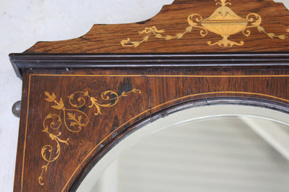 Victorian Rosewood Marquetry Wall Mirror - Kernow Furniture